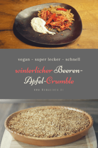 winterlicher Beeren-Apfel-Crumble - #vegan #schnell #lecker #gesund #ohnezucker #haferflocken #frühstück #dessert #backen #rezept #weihnachten #winter