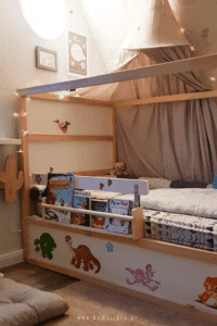 Unser Kinderbett Kura von Ikea mit Hack zum Rausfallschutz #kinderbett #holz #kinderzimmer #ikeahack #