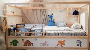 Unser Kinderbett Kura von Ikea mit Ikeahack Rausfallschutz
