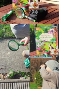 Werbung | Das tolle Set für kleine Naturforscher enthält ein #kinderbuch, eine Lupe, ein Fernglas, eine Becherlupe und eine Taschenlampe. Klingt toll? Ist es auch! Mehr Infos und Ideen für 2 weitere Sets gibt es hier! #schulkind #vorschule #natur #kinderbücher #wale #regenbogen