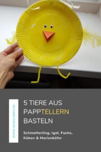 5 einfachte Tiere aus Papptellern #basteln - #küken #igel #marienkäfer #fuchs #schmetterling #diy #kindergarten 